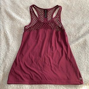 Maroon mesh workout top